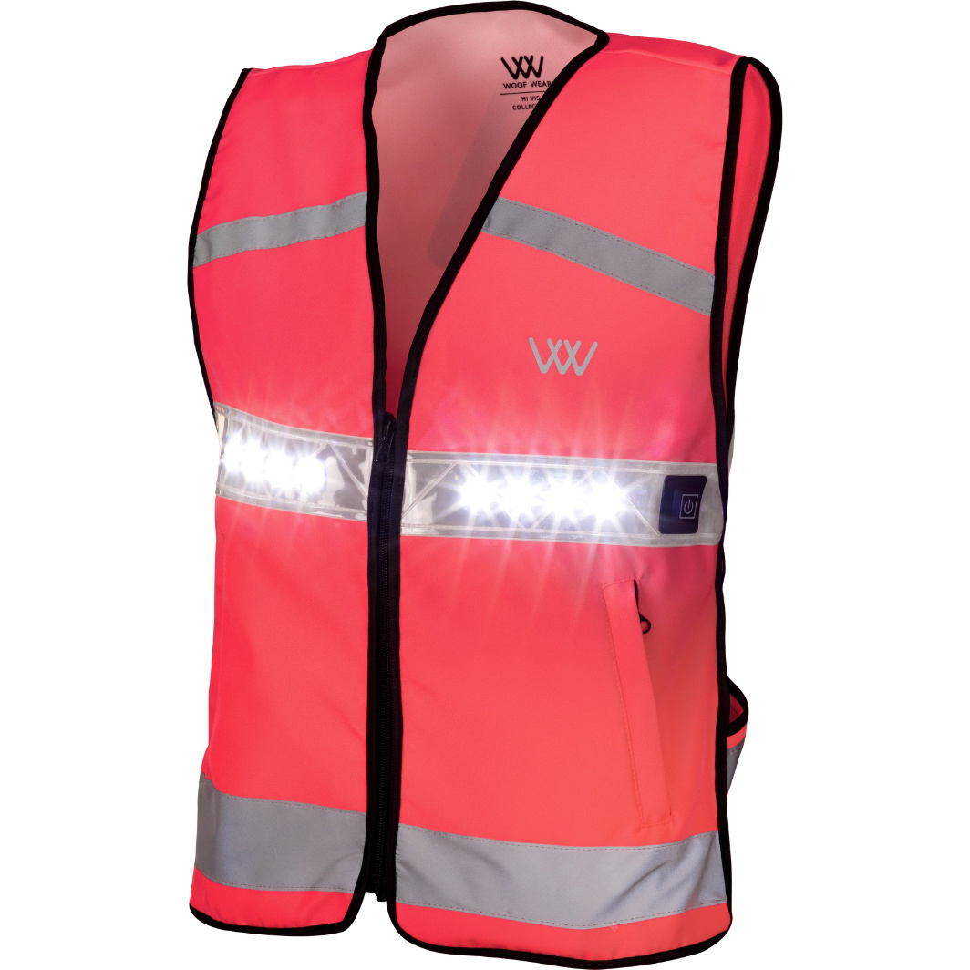 2025 Woof Wear Junior LED Hi Vis Riding Vest WA0036-VZPI - Hi Viz Pink